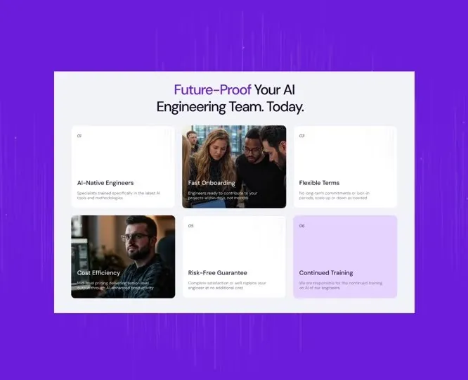 AI startup website UX/UI design — “Future-proof your AI engineering team” landing page