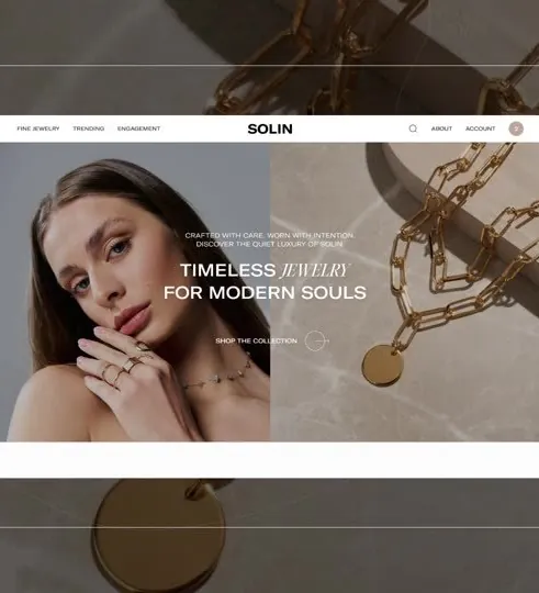 SOLIN — Shopify jewelry store website UX/UI design, “Timeless jewelry for modern souls”