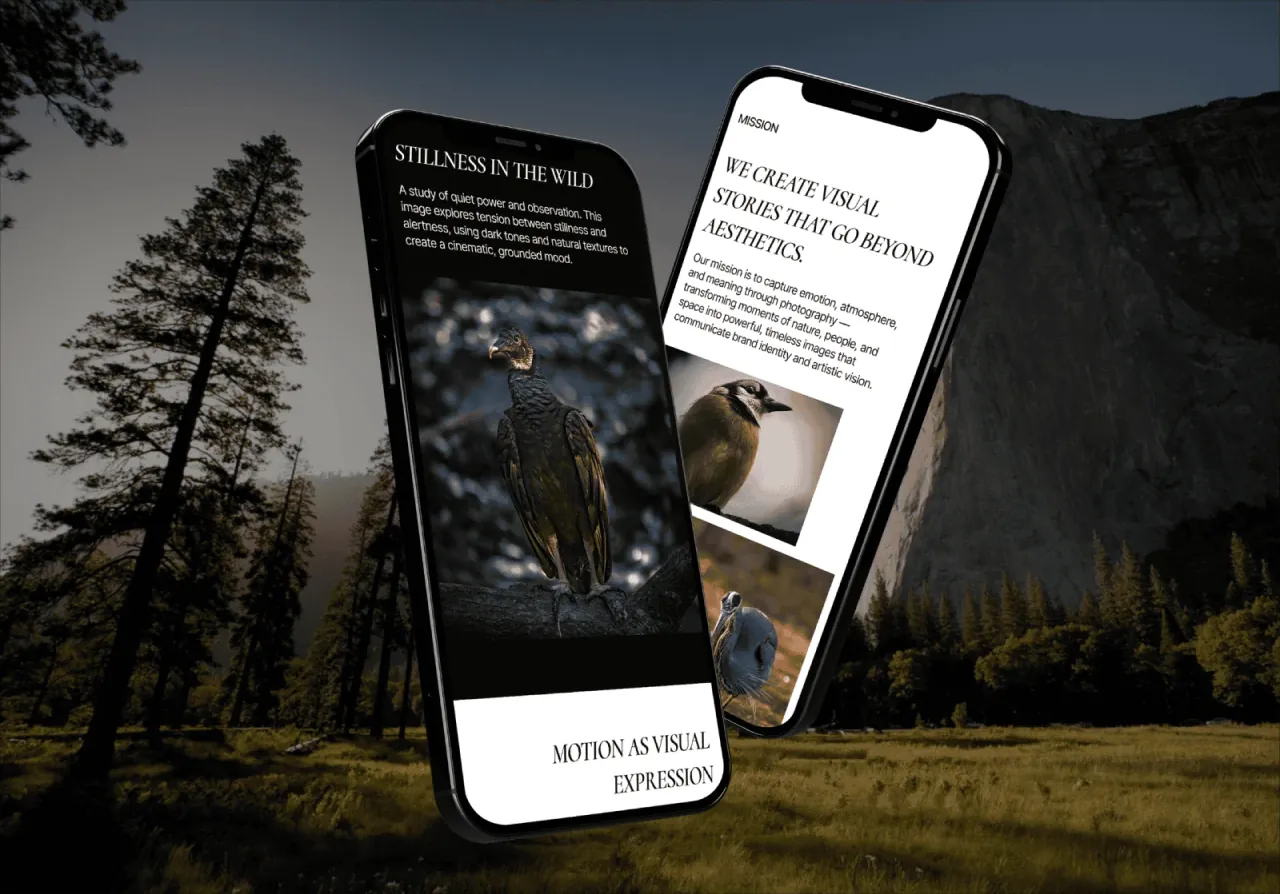 VH Atelier Collective responsive website design shown on two smartphones