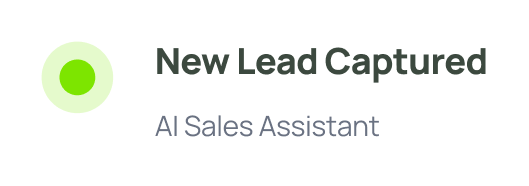 EasyMate AI notification card — new lead captured